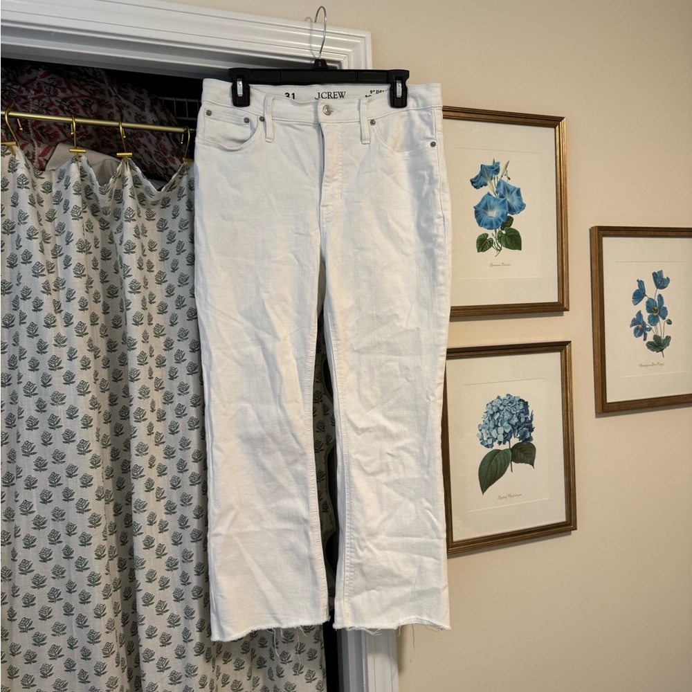 J. Crew White 9” Demi Boot Crop Jeans